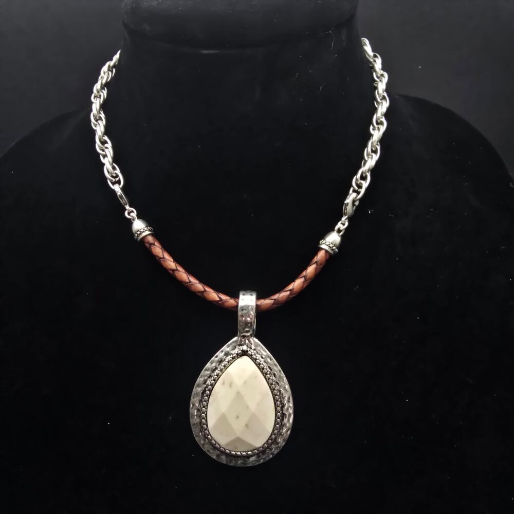 Premier Designs Convertible Necklace Red White Pendant Cord Chain NOS